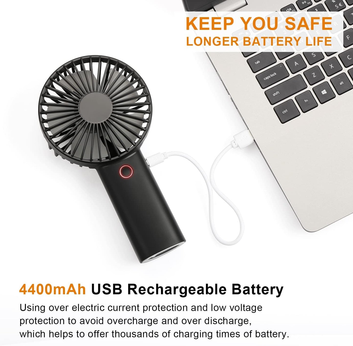 Portable 4400mAh Rechargeable Handheld Fan