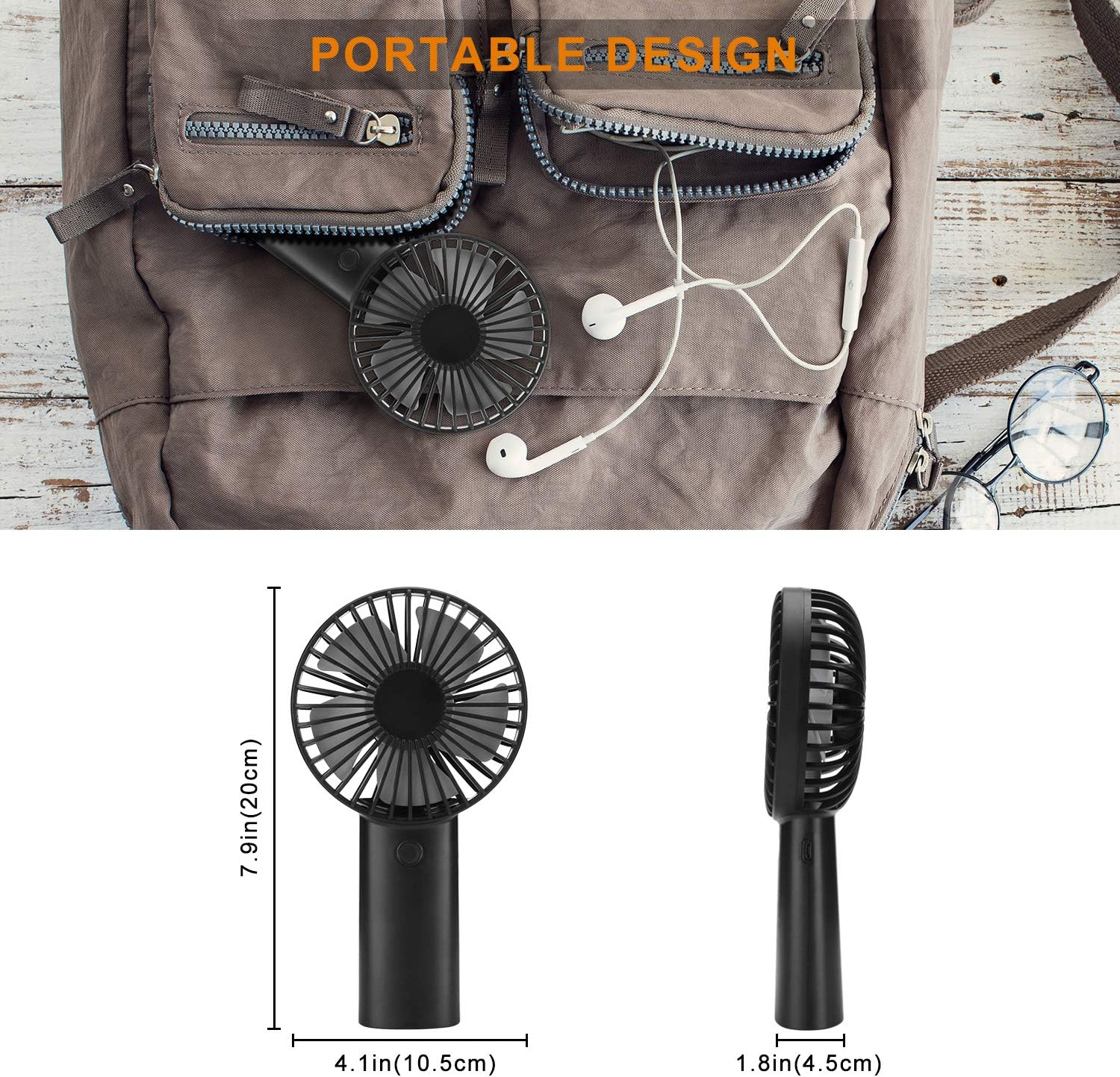 Portable 4400mAh Rechargeable Handheld Fan